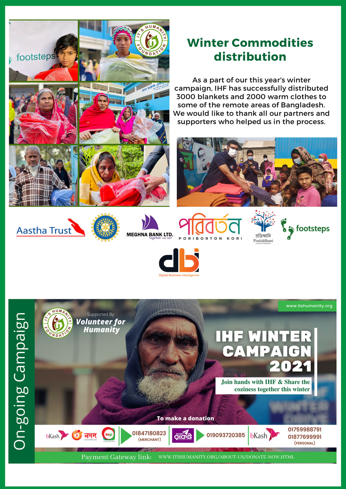 It's Humanity Foundation monthly Newslater newsletter