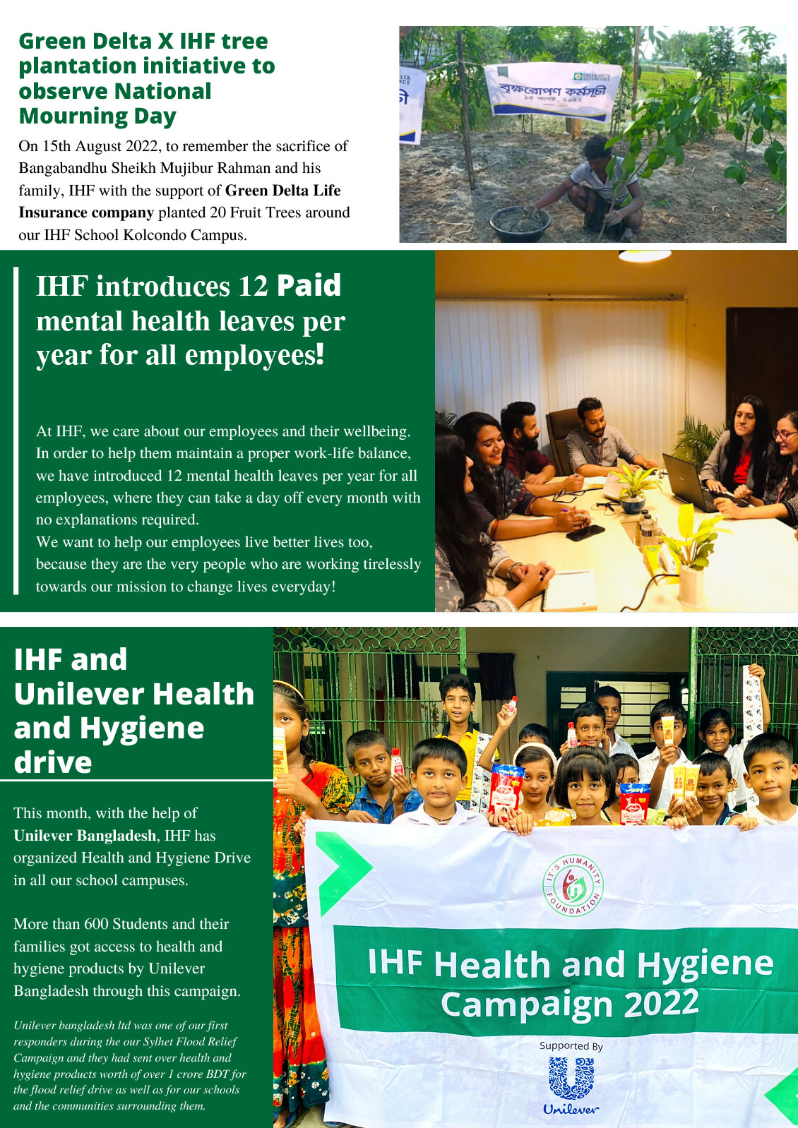 It's Humanity Foundation monthly Newsletter