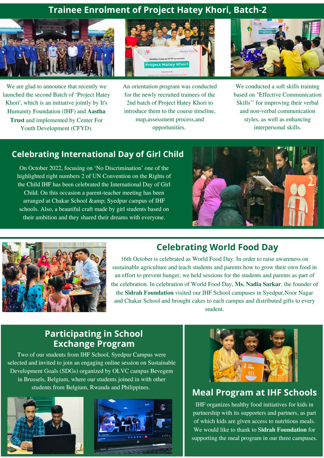 It's Humanity Foundation monthly Newsletter