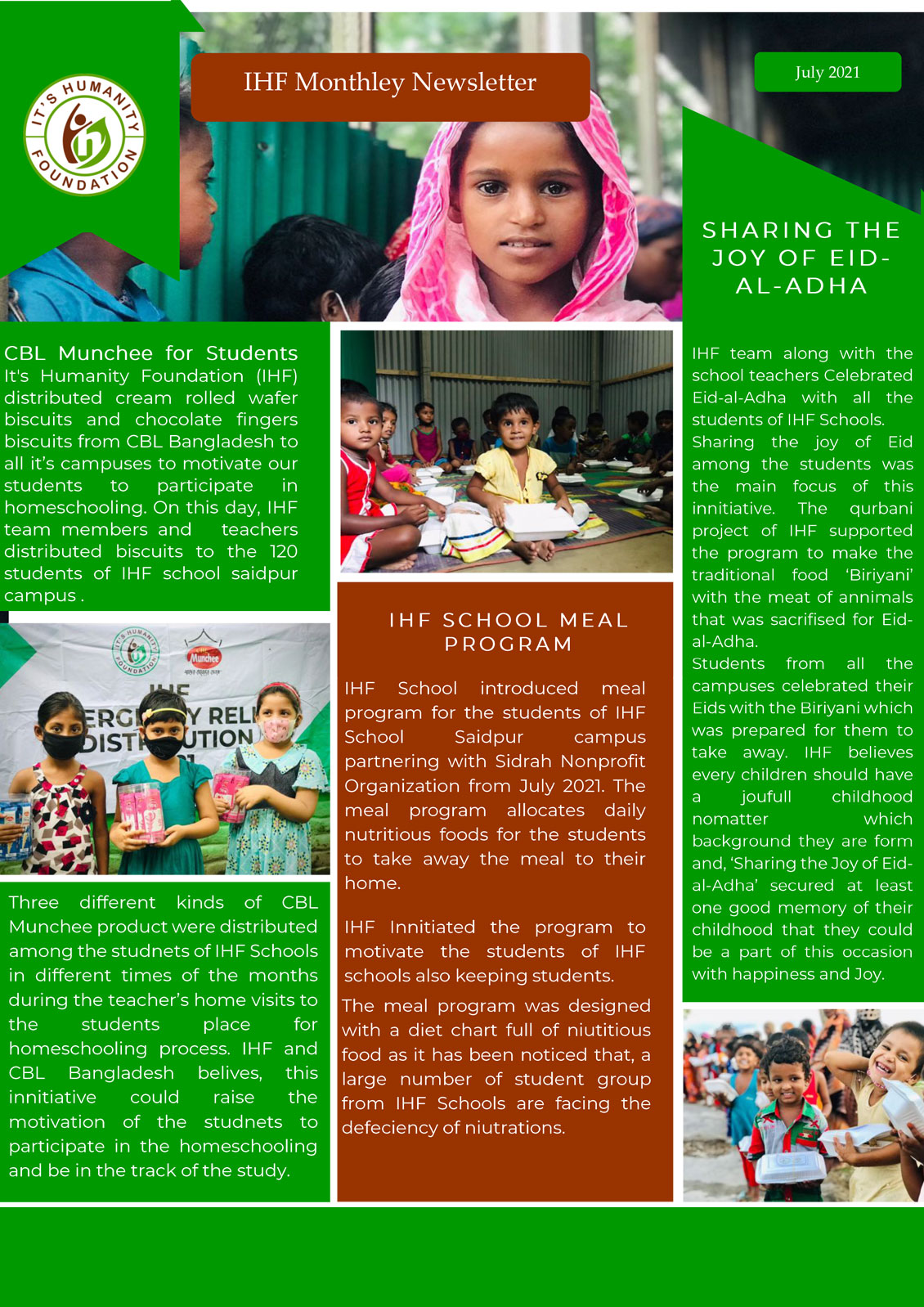 It's Humanity Foundation monthly Newsletter