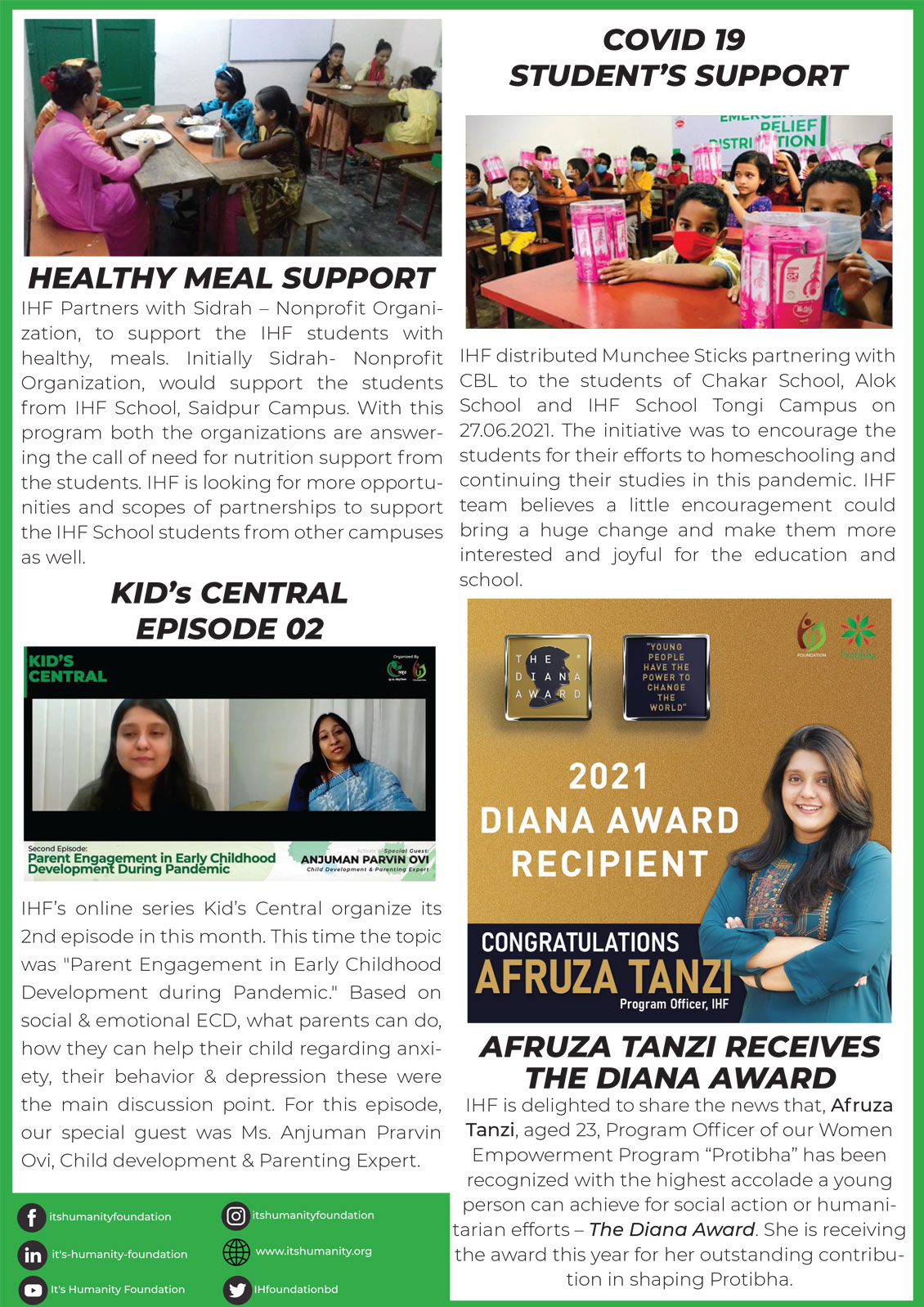 It's Humanity Foundation monthly Newsletter