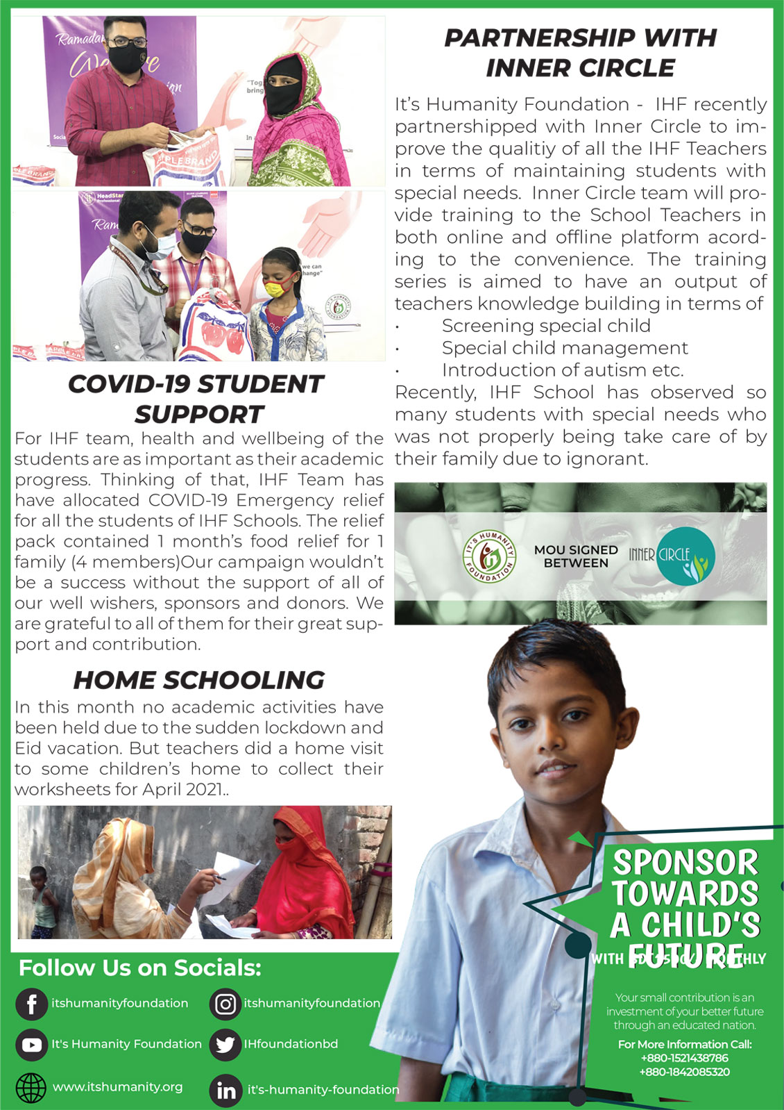 It's Humanity Foundation monthly Newsletter