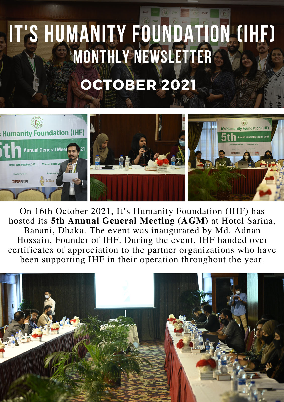 It's Humanity Foundation monthly Newsletter